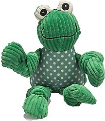 HuggleHounds Woodlands Durable Plush Corduroy Knottie Frog Squeaky Dog Toy, Small