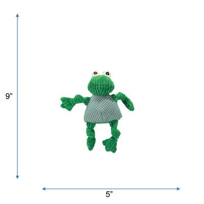 Show full view: HuggleHounds Woodlands Durable Plush Corduroy Knottie Frog Squeaky Dog Toy, Small slide 2 of 9