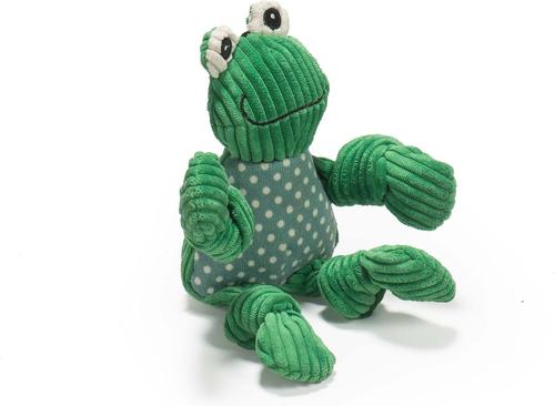 Show full view: HuggleHounds Woodlands Durable Plush Corduroy Knottie Frog Squeaky Dog Toy, Small slide 4 of 9