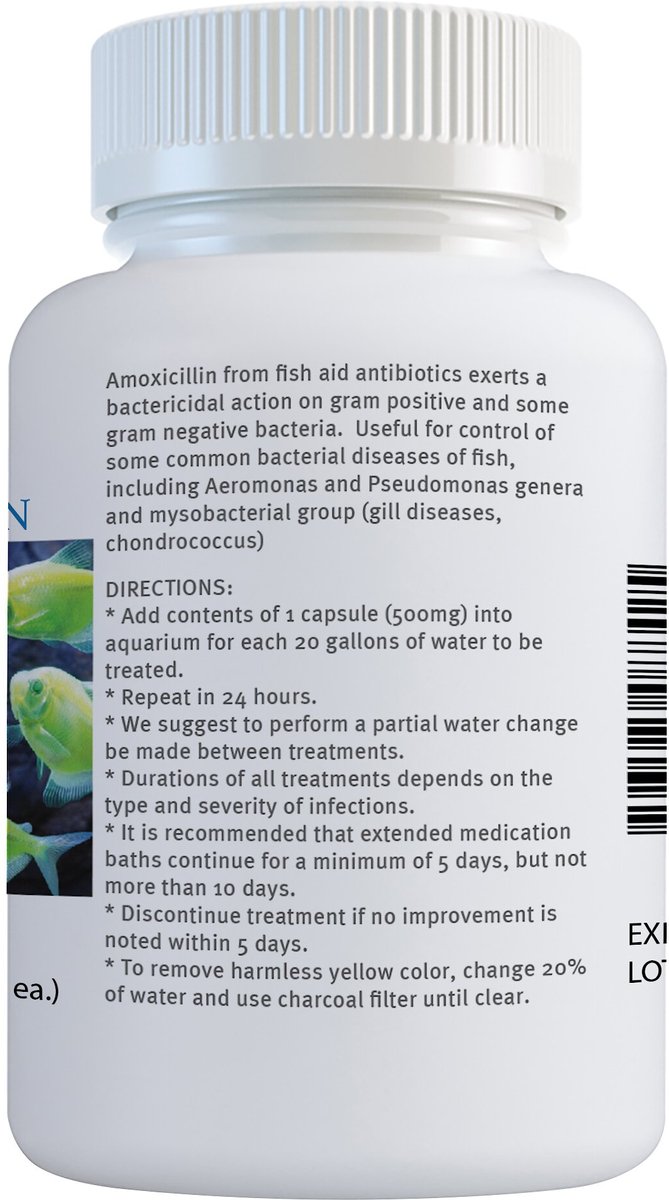 Fish Aid Antibiotics Amoxicillin Capsules Fish Medication 500 Mg 100