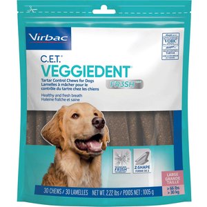 Virbac C.E.T. VeggieDent Fr3sh Dental Chews for Large Dogs, over 66 lbs, 30 count