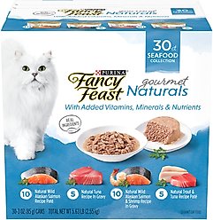 Fancy Feast Gourmet Naturals Seafood Variety Pack Canned Cat Food, 3-oz, case of 30