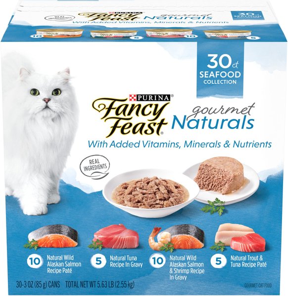 Fancy Feast Gourmet Naturals Seafood Variety Pack Canned Cat Food, 3-oz, case of 30 slide 1 of 10