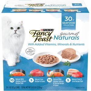Fancy Feast Gourmet Naturals Seafood Variety Pack Canned Cat Food, 3-oz, case of 30