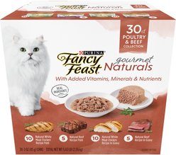 Fancy Feast Gourmet Naturals Poultry & Beef Variety Pack Canned Cat Food, 3-oz, case of 30