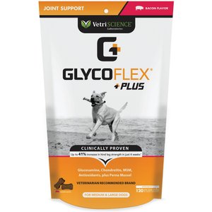 VetriScience GlycoFlex Plus Bacon Flavored Chews Joint Supplement for Medium & Large Dogs, 120 count