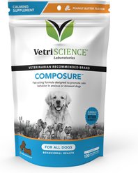VetriScience Composure Peanut Butter Flavored Chews Calming Supplement for Dogs, 120 count