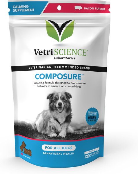 VetriScience Composure Bacon Flavored Chews Calming Supplement for Dogs, 120 count slide 1 of 7