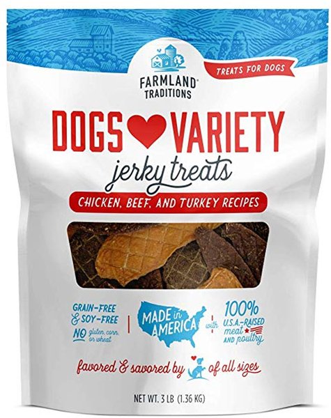 Farmland Traditions USA Dogs Love Variety Grain-Free Jerky Dog Treats, 3-lb bag slide 1 of 6