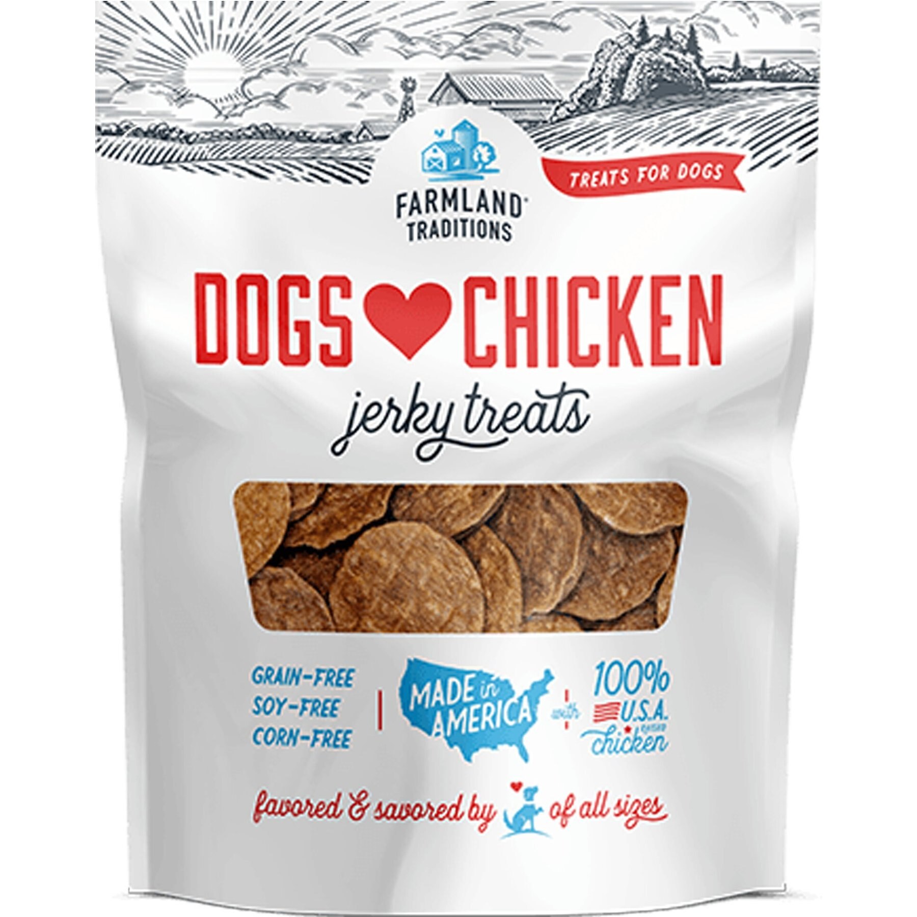 FARMLAND TRADITIONS USA Dogs Love Chicken Grain Free Jerky Patties Dog Treats 6 oz bag Chewy