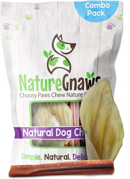 Nature Gnaws Cow Ear & Bully Stick Combo Dog Treats, 6 count slide 1 of 9