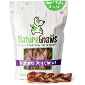 Nature Gnaws Braided Bully Sticks 5 - 6" Dog Treats, 5 count