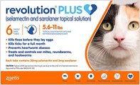 Revolution Plus Topical Solution for Cats, 5.6-11 lbs, (Orange Box), 6 Doses (6-mos. supply)