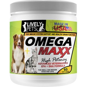 Lively Pets Omega Maxx Fish Oil Small & Medium Dog Soft Chews, 60 count