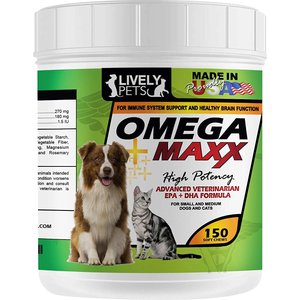 Lively Pets Omega Maxx Fish Oil Small & Medium Dog Soft Chews, 150 count