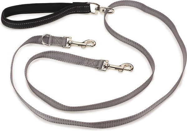 PetSafe Two Point Control Nylon Reflective Dog Leash, Black/Gray, Medium/Large: 6-ft long, 3/4-in wide slide 1 of 4