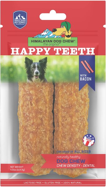 Himalayan Pet Supply Happy Teeth Large Bacon Flavor Dental Dog Treat, 2 count slide 1 of 7