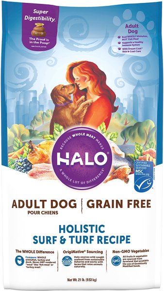 Halo Holistic Grain Free Surf & Turf Dog Food Recipe Adult Dry Dog Food Bag, 21-lb bag  slide 1 of 10