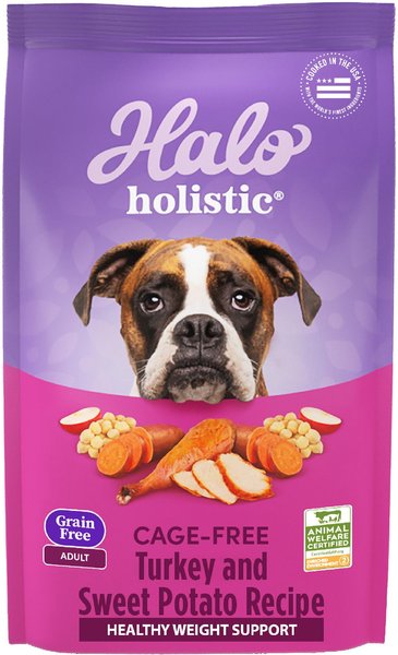 Halo Holistic Grain Free Turkey, Turkey Liver, & Duck Dog Food Recipe Healthy Weight Adult Dry Dog Food Bag, 21-lb bag slide 1 of 11