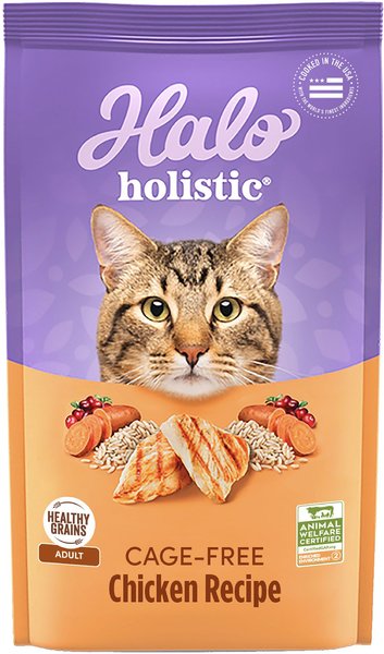 Halo Holistic Cage-free Chicken Recipe Complete Digestive Health Adult Dry Cat Food, 10-lb bag slide 1 of 10