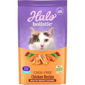 Halo Holistic Indoor Chicken Recipe Complete Digestive Health & Healthy Weight Support Adult Grain-Free Cage-Free Dry Cat Food, 10-lb bag