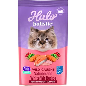 Halo Holistic Indoor Wild-Caught Salmon & Whitefish Recipe Complete Digestive Health & Healthy Weight Support Grain-Free Adult Dry Cat Food, 10-lb bag