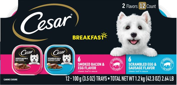 Cesar Breakfast Classic Loaf in Sauce Variety Pack Small Breed Adult Wet Dog Food Trays, 3.5-oz, case of 12 slide 1 of 10