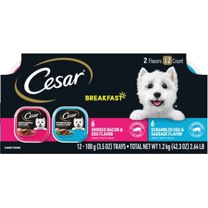 Cesar Breakfast Classic Loaf in Sauce Variety Pack Small Breed Adult Wet Dog Food Trays, 3.5-oz, case of 12