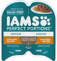 Iams Perfect Portions Indoor Adult Chicken Recipe Grain-Free Cuts in Gravy Wet Cat Food Trays