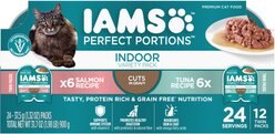 Iams Perfect Portions Indoor Tuna & Salmon Recipe Grain-Free Cuts in Gravy Variety Pack Adult Wet Cat Food Trays