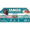 Iams Perfect Portions Indoor Tuna & Salmon Recipe Grain-Free Cuts in Gravy Multipack Adult Wet Cat Food Trays, 2.6-oz, case of 12 twin-packs