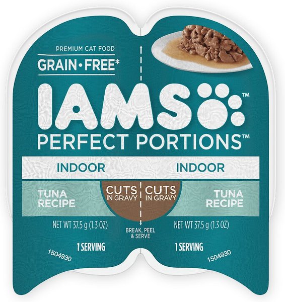 Iams Perfect Portions Indoor Tuna Recipe Grain-Free Cuts in Gravy Adult Wet Cat Food Trays, 2.6-oz, case of 24 twin-packs slide 1 of 8