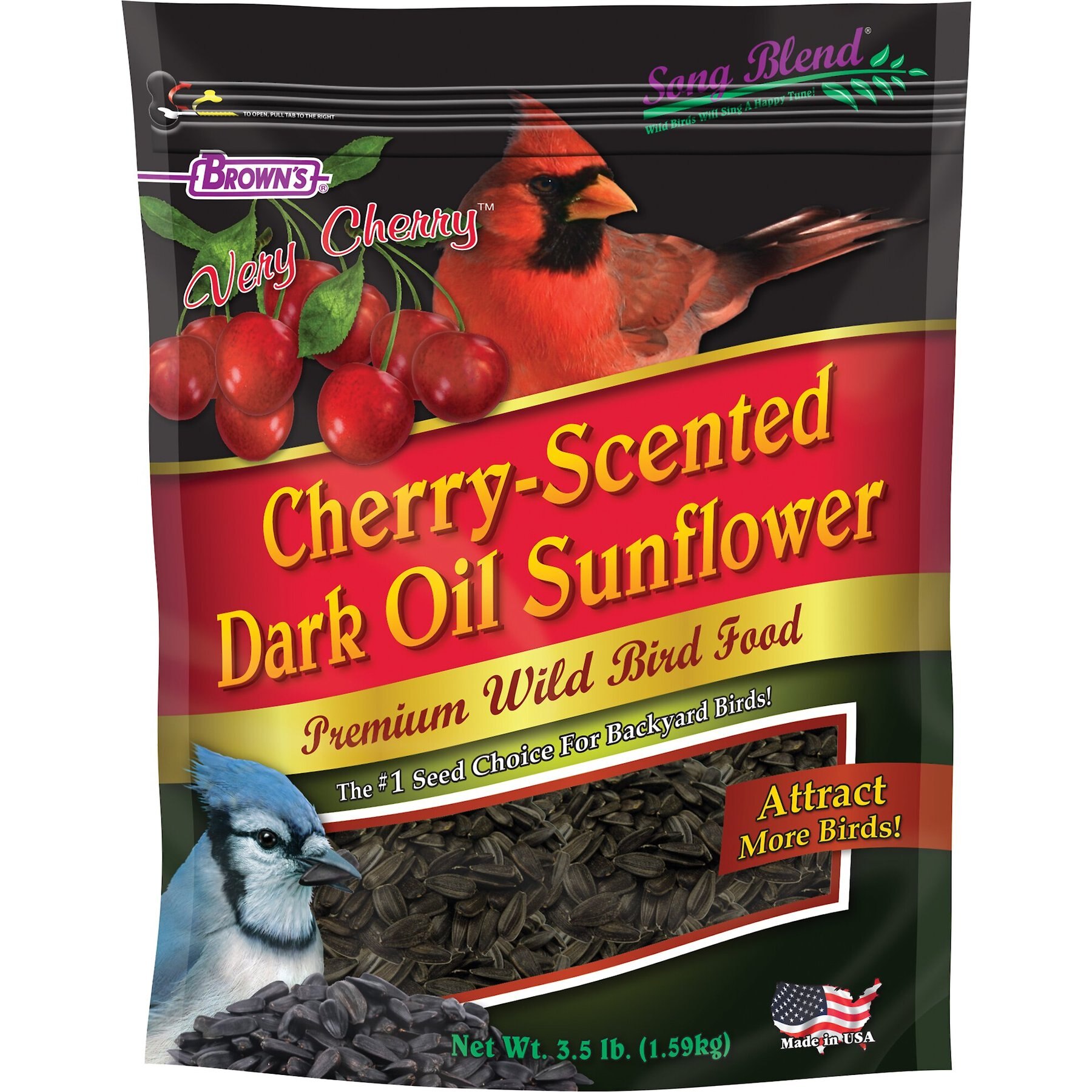 Brown's Cherry-Scented Dark Oil Sunflower Seeds Premium Wild Bird Food