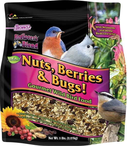 Brown's Bird Lover's Blend Nuts, Berries & Bugs! Gourmet Wild Bird Food, 5-lb bag slide 1 of 2