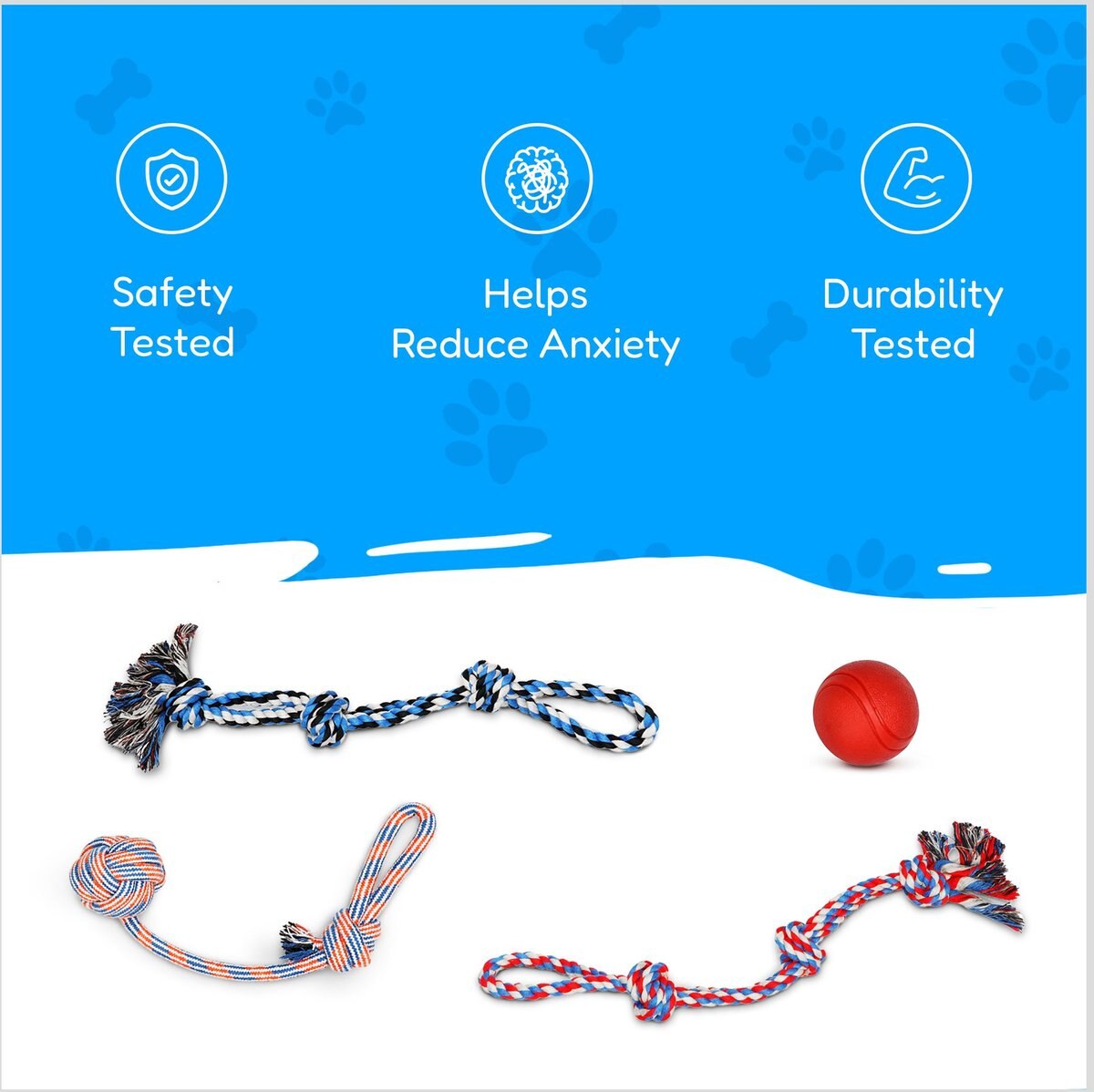 PACIFIC PUPS RESCUE 4Piece Medium & Large Dog Rope & Ball Toy Set