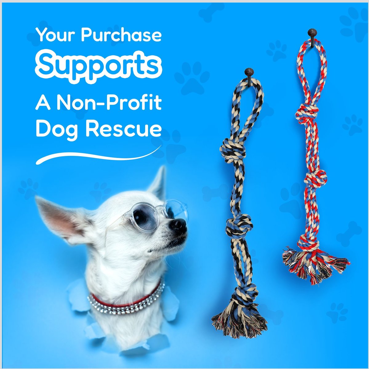 PACIFIC PUPS RESCUE 4Piece Medium & Large Dog Rope & Ball Toy Set