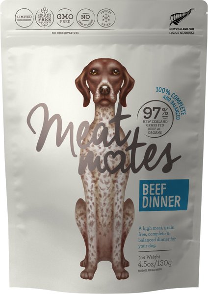 Meat Mates Beef Dinner Grain-Free Freeze-Dried Dog Food, 4.5-oz bag slide 1 of 8