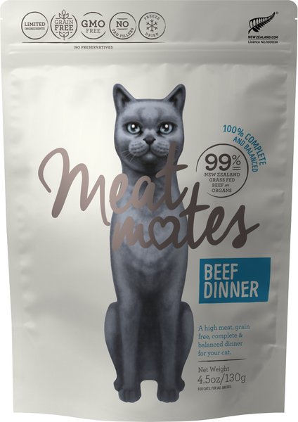 Meat Mates Beef Dinner Grain-Free Freeze-Dried Cat Food, 14-oz bag slide 1 of 10