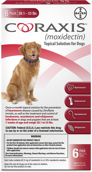 Coraxis (moxidectin) Topical Solution for Dogs, 20.1-55 lbs (Red Box)