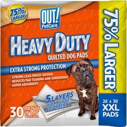 OUT! Heavy Duty XX-Large Dog Pads, 26 x 30-in, 30 count