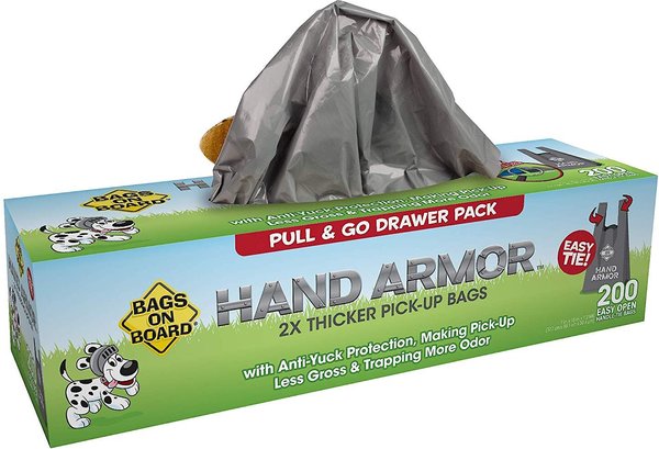BAGS ON BOARD Hand Armor Extra Thick Pick-Up Bags, 200 count 