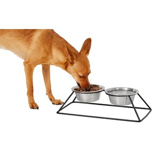 Frisco Pyramid Elevated Stainless Steel Double Diner Dog & Cat Bowl, 1.5 Cup