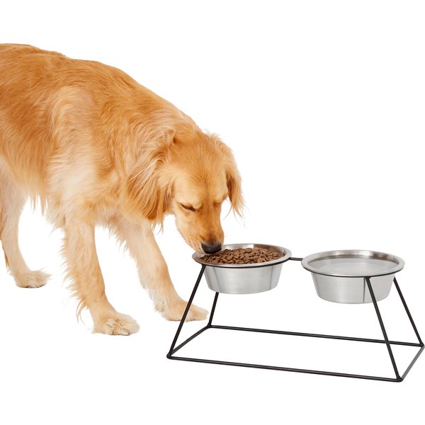 Pawfect Pets Elevated Dog Bowl Stand - 7 Raised Pet Feeder for Medium Dogs  with Four Stainless Steel Bowls, Modern Dog Bowl, Modern Dog Bowl Stand