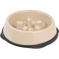 IRIS Non-Slip Rubber Slow Feeder with Raised Bumps Dog & Cat Bowl, Short Snouted, Beige/Black, 2-cup