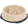 IRIS Non-Slip Rubber Slow Feeder with Raised Bumps Dog & Cat Bowl, Beige/Black, 2-cup