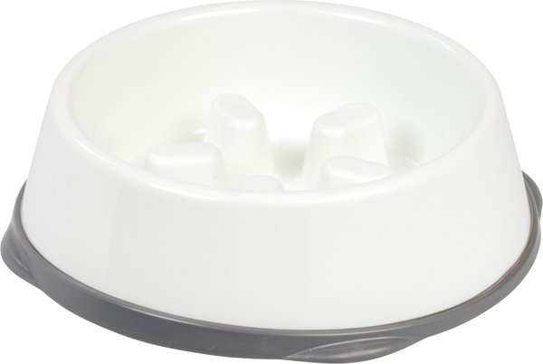 IRIS Slow Feeding Dog & Cat Bowl, Short Snouted, White/Grey, 4 cups slide 1 of 7