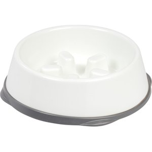 IRIS Slow Feeding Dog & Cat Bowl, Short Snouted, White/Grey, 4 cups