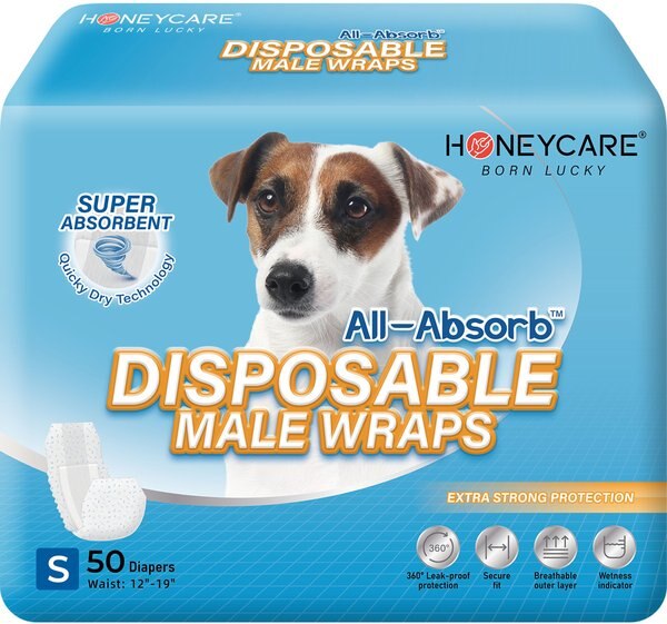 All-Absorb Disposable Male Dog Wraps, Small: 12 to 19-in waist, 50 count slide 1 of 3