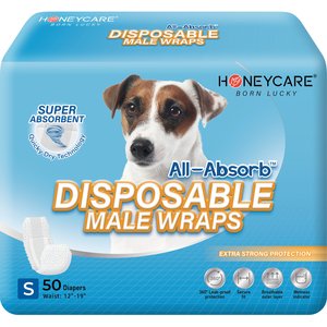 All-Absorb Disposable Male Dog Wraps, 50 count, Small
