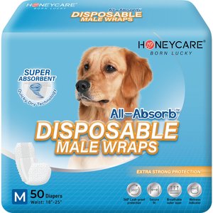 All-Absorb Disposable Male Dog Wraps, Medium: 18 to 25-in waist, 50 count